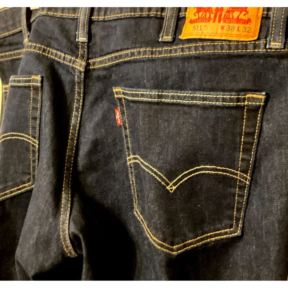 Levi’s Men’s 511 Slim Fit Straight Jeans Dark Hollow Stretch 38W x 32L 045111042